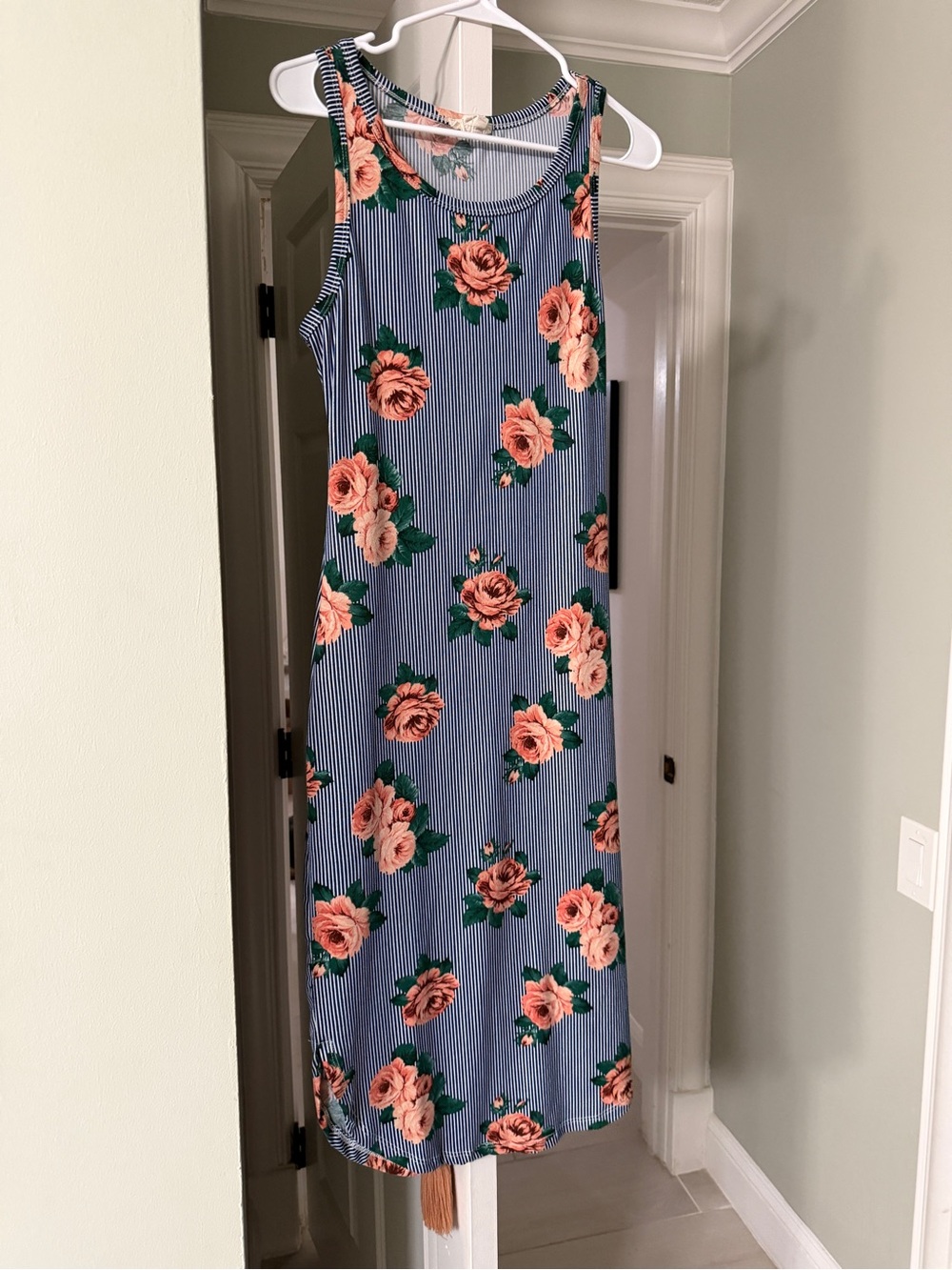 Midi Bodycon Dress with Pink Rose Print